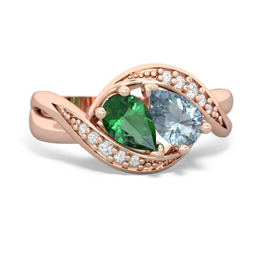 lab emerald-aquamarine keepsake curls ring