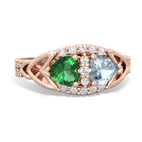 Lab Emerald Lab Created Emerald with Genuine Aquamarine Celtic Knot Engagement ring Ring