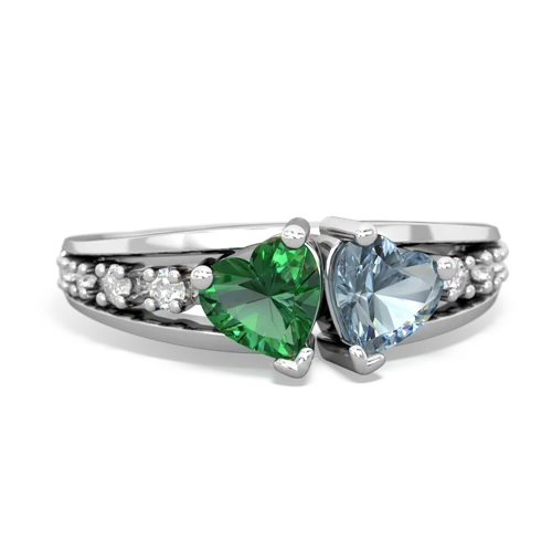 lab emerald-aquamarine modern ring