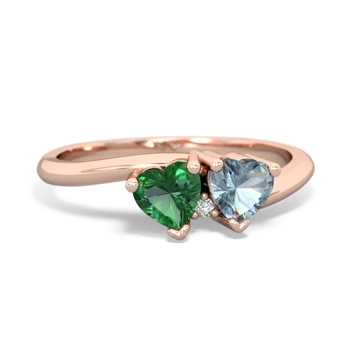 lab emerald-aquamarine sweethearts promise ring
