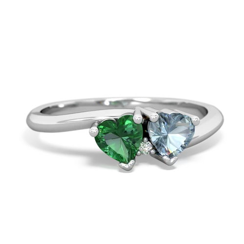 Lab Emerald Lab Created Emerald with Genuine Aquamarine Sweetheart's Promise ring Ring