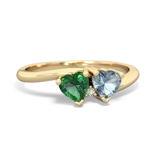 Lab Emerald Lab Created Emerald with Genuine Aquamarine Sweetheart's Promise ring Ring
