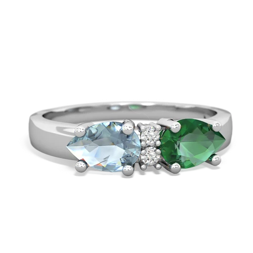 Lab Emerald Lab Created Emerald with Genuine Aquamarine Pear Bowtie ring Ring