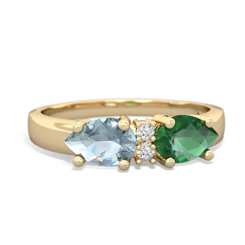 Lab Emerald Lab Created Emerald with Genuine Aquamarine Pear Bowtie ring Ring