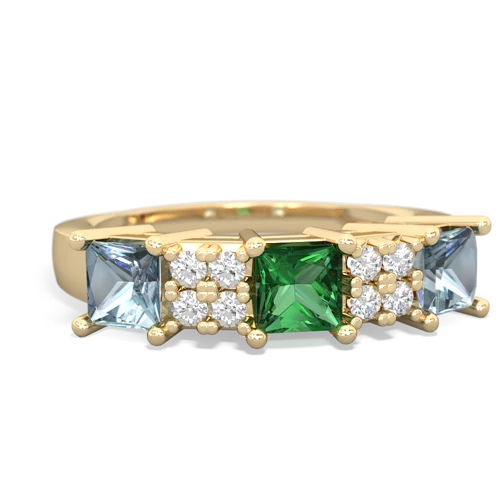 lab emerald-aquamarine timeless ring