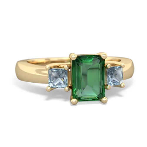 lab emerald-aquamarine timeless ring