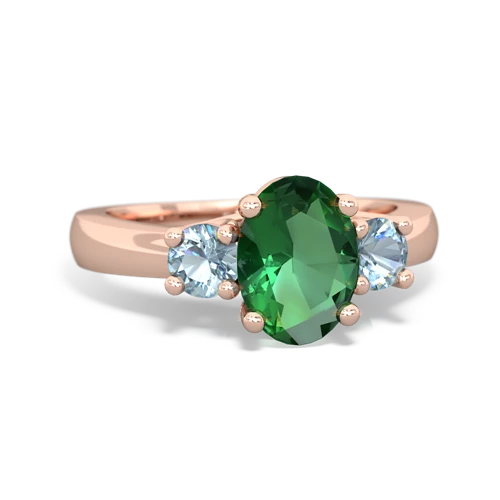 lab emerald-aquamarine timeless ring