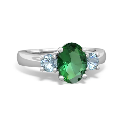 lab emerald-aquamarine timeless ring