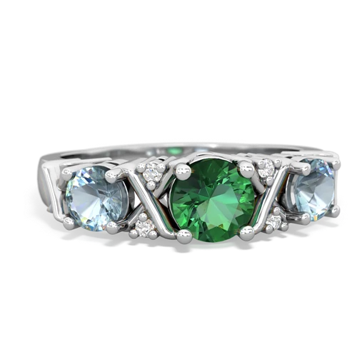 lab emerald-aquamarine timeless ring