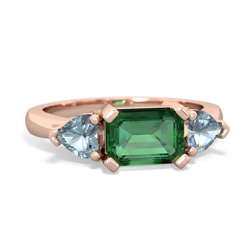 lab emerald-aquamarine timeless ring