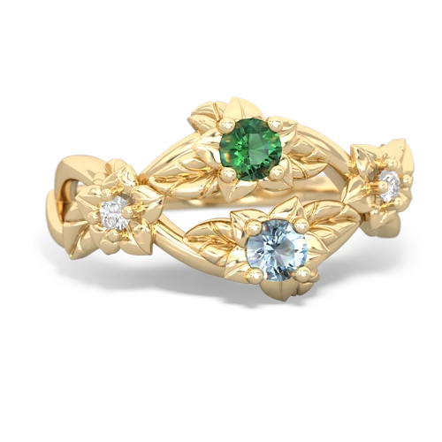 Lab Emerald Lab Created Emerald with Genuine Aquamarine Sparkling Bouquet ring Ring