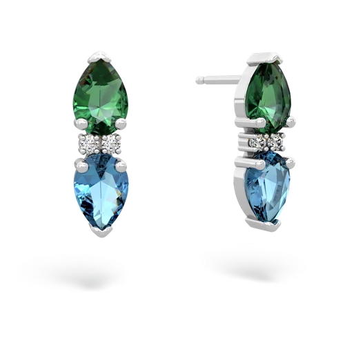 lab emerald-blue topaz bowtie earrings