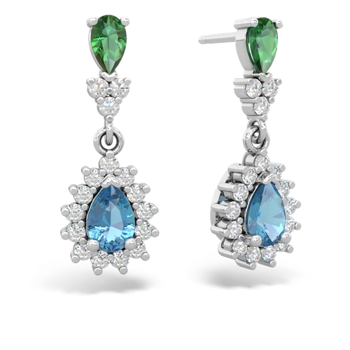 lab emerald-blue topaz dangle earrings