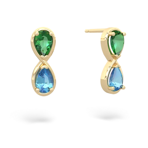 lab emerald-blue topaz infinity earrings