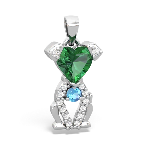 Lab Emerald Lab Created Emerald with Genuine Swiss Blue Topaz Puppy Love pendant Pendant