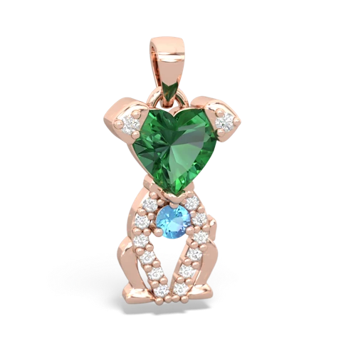 lab emerald-blue topaz birthstone puppy pendant