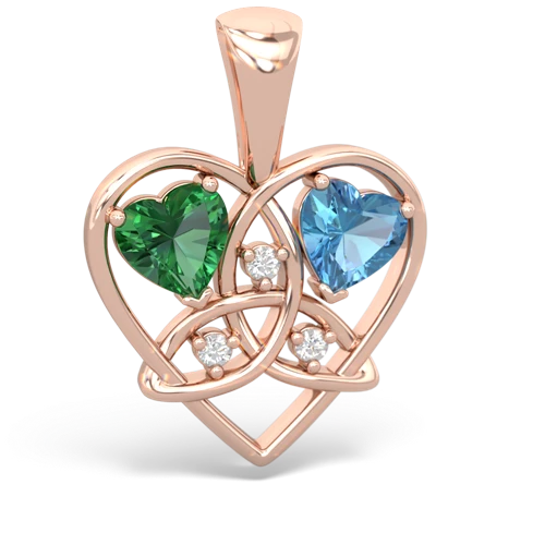 Lab Emerald Lab Created Emerald with Genuine Swiss Blue Topaz Celtic Trinity Heart pendant Pendant