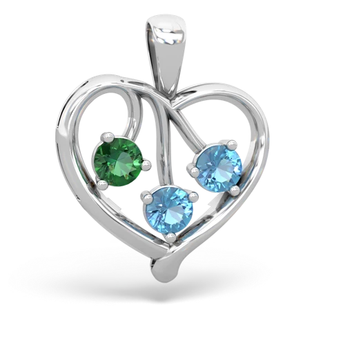 Lab Emerald Lab Created Emerald with Genuine Swiss Blue Topaz and Genuine Amethyst Glowing Heart pendant Pendant
