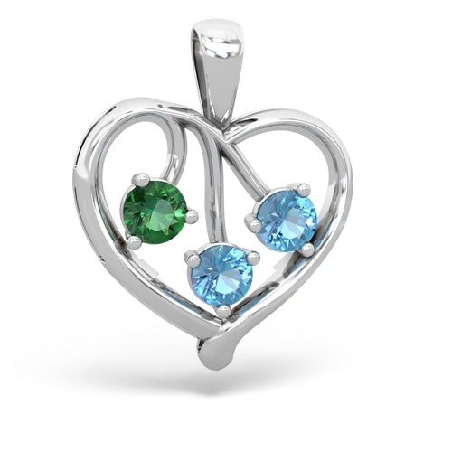 lab emerald-blue topaz love heart pendant