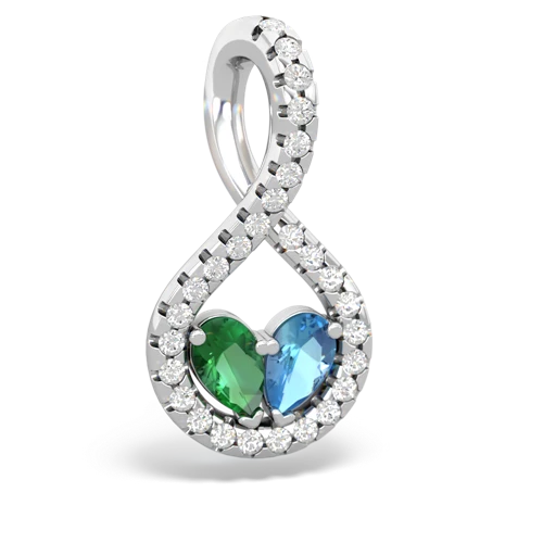 lab emerald-blue topaz pave twist pendant