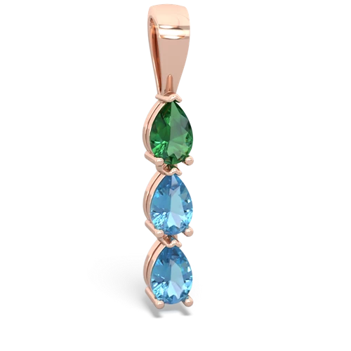 lab emerald-blue topaz three stone pendant