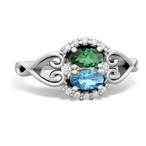 lab emerald-blue topaz antique keepsake ring