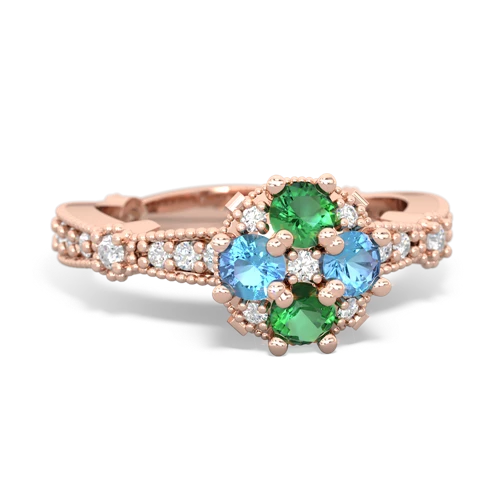 lab emerald-blue topaz art deco engagement ring