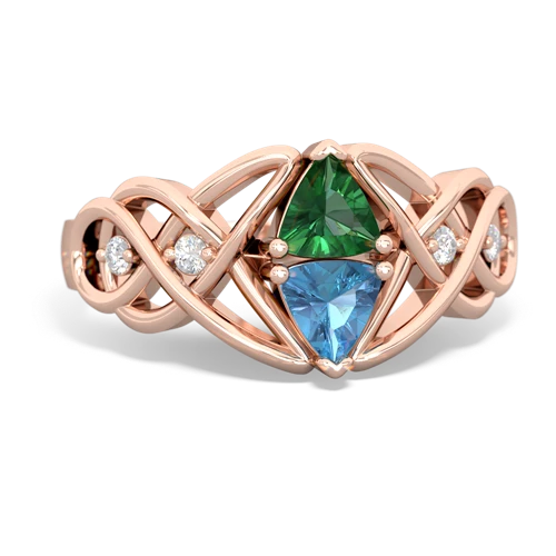 Lab Emerald Lab Created Emerald with Genuine Swiss Blue Topaz Keepsake Celtic Knot ring Ring