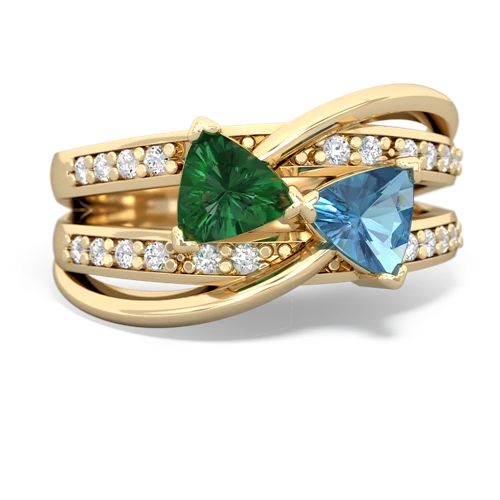 Lab Emerald Lab Created Emerald with Genuine Swiss Blue Topaz Bowtie ring Ring
