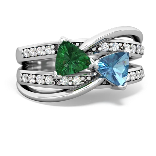 lab emerald-blue topaz couture ring