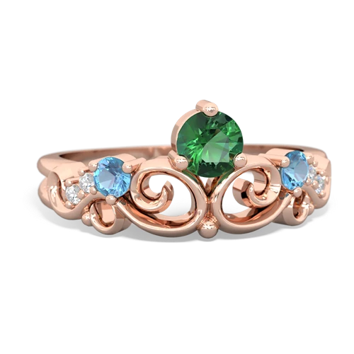 Lab Emerald Lab Created Emerald with Genuine Swiss Blue Topaz and Genuine Opal Crown Keepsake ring Ring