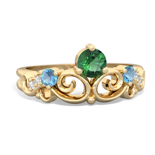 Lab Emerald Lab Created Emerald with Genuine Swiss Blue Topaz and  Crown Keepsake ring Ring