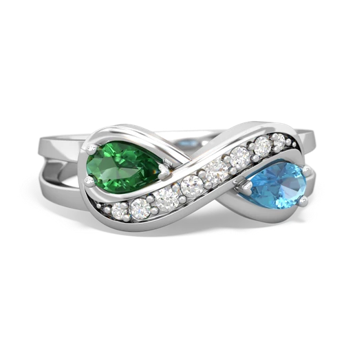 lab emerald-blue topaz diamond infinity ring