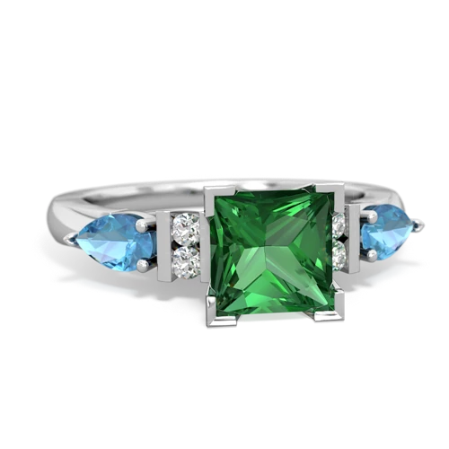 Lab Emerald Lab Created Emerald with Genuine Swiss Blue Topaz and  Engagement ring Ring