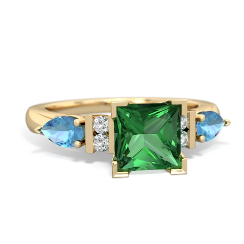Lab Emerald Lab Created Emerald with Genuine Swiss Blue Topaz and Lab Created Alexandrite Engagement ring Ring