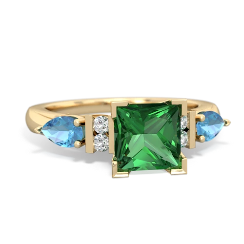 lab emerald-blue topaz engagement ring