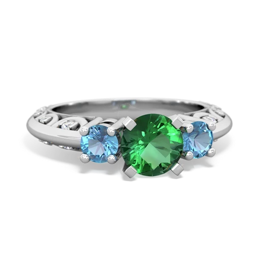 lab emerald-blue topaz engagement ring