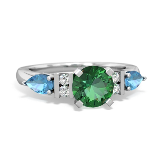 Lab Emerald Lab Created Emerald with Genuine Swiss Blue Topaz and  Engagement ring Ring