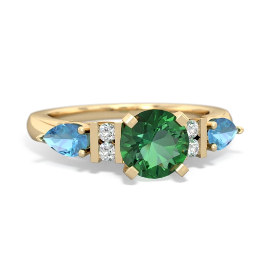 Lab Emerald Lab Created Emerald with Genuine Swiss Blue Topaz and Genuine Citrine Engagement ring Ring