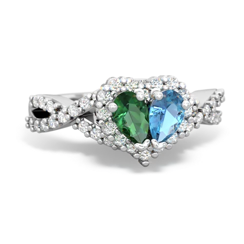 lab emerald-blue topaz engagement ring