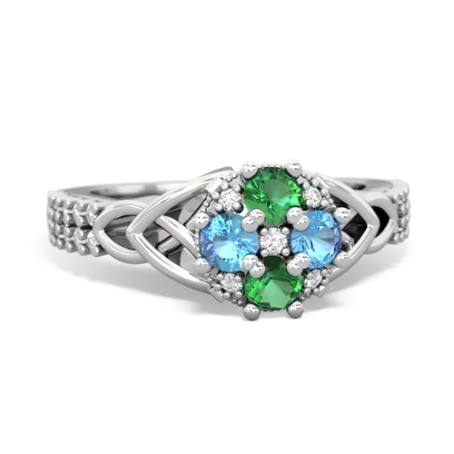Lab Emerald Lab Created Emerald with Genuine Swiss Blue Topaz Celtic Knot Engagement ring Ring