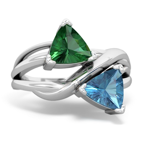 lab emerald-blue topaz filligree ring