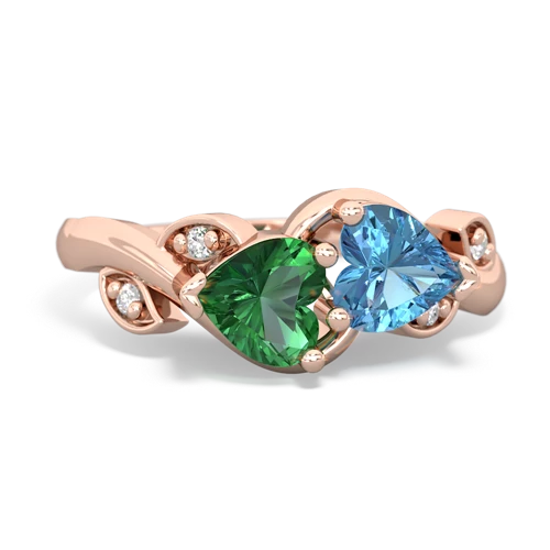 lab emerald-blue topaz floral keepsake ring