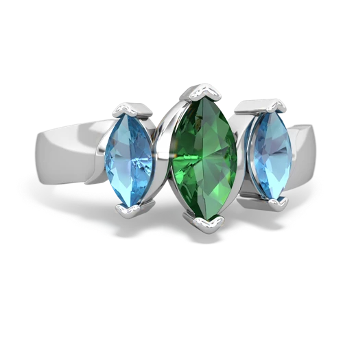 Lab Emerald Lab Created Emerald with Genuine Swiss Blue Topaz and Genuine Opal Three Peeks ring Ring