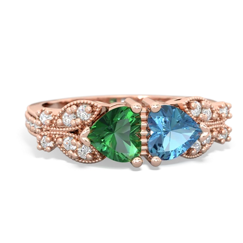 lab emerald-blue topaz keepsake butterfly ring