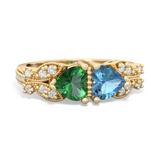 lab emerald-blue topaz keepsake butterfly ring