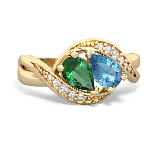 Lab Emerald Lab Created Emerald with Genuine Swiss Blue Topaz Summer Winds ring Ring