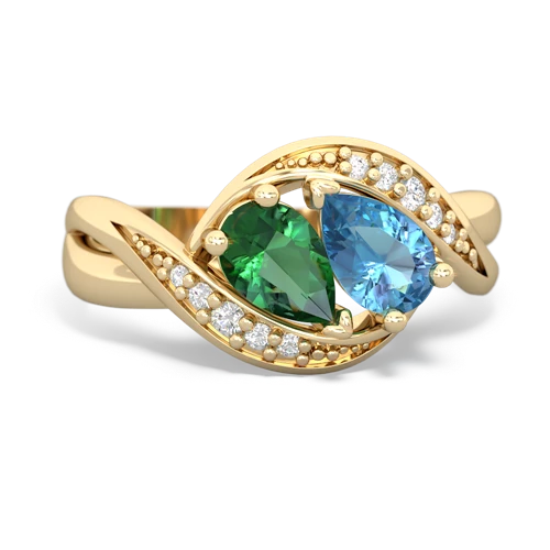 lab emerald-blue topaz keepsake curls ring