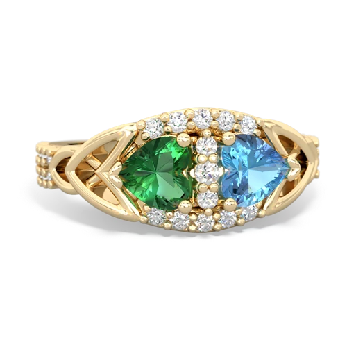 Lab Emerald Lab Created Emerald with Genuine Swiss Blue Topaz Celtic Knot Engagement ring Ring