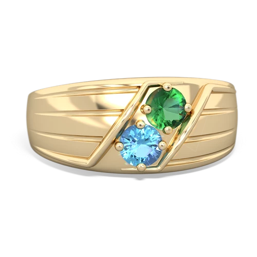 lab emerald-blue topaz mens ring